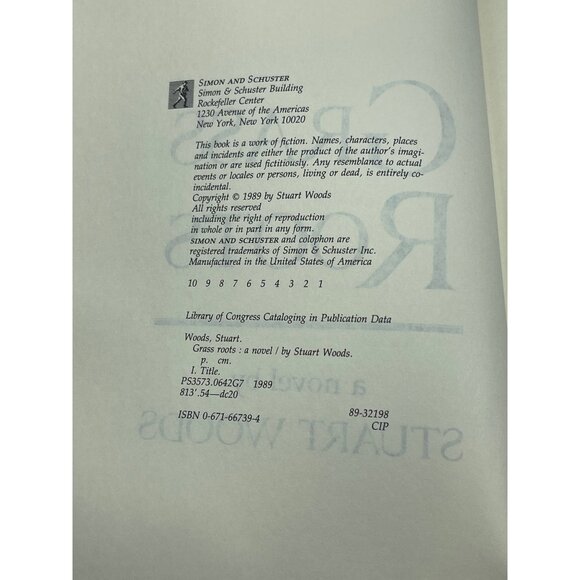 Grass Roots a novel by Stuart Woods hardcover book 1989 simon schuster pub. READ - Picture 8 of 9